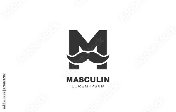 Obraz M Letter Mustache logo template for symbol of business identity