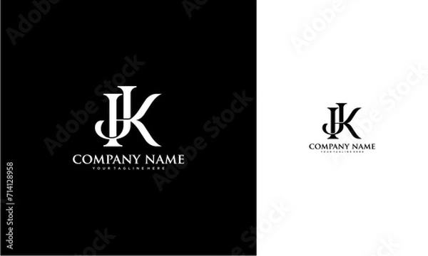 Fototapeta KJ or JK initial logo concept monogram,logo template designed to make your logo process easy and approachable. All colors and text can be modified.