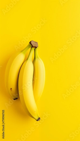 Obraz Healthy bunch of fresh yellow bananas on a white background, perfect for a nutritious and delicious snack