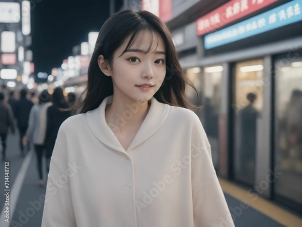 Obraz 繁華街にいる女性