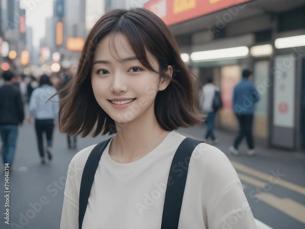 Obraz 繁華街にいる女性