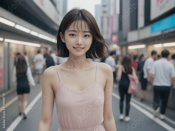 Obraz 繁華街にいる女性