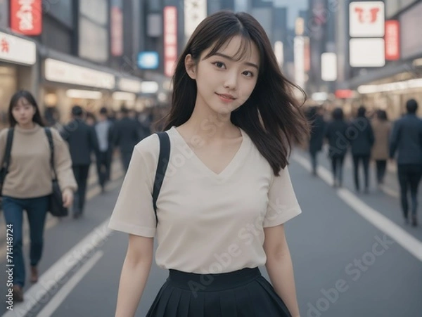 Obraz 繁華街にいる女性