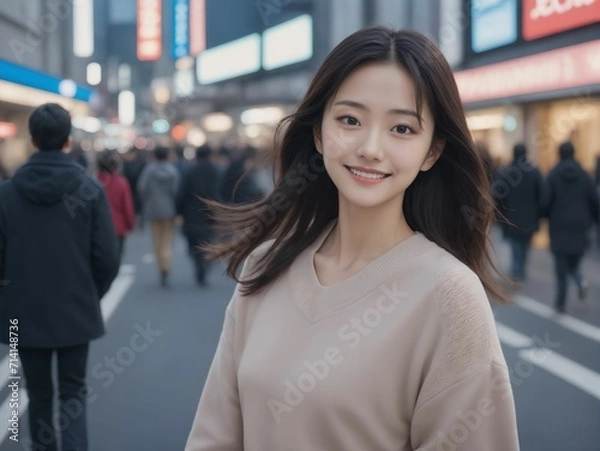 Obraz 繁華街にいる女性