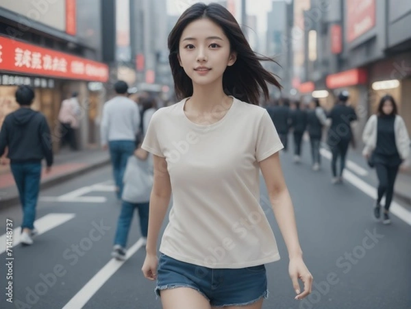 Obraz 繁華街にいる女性
