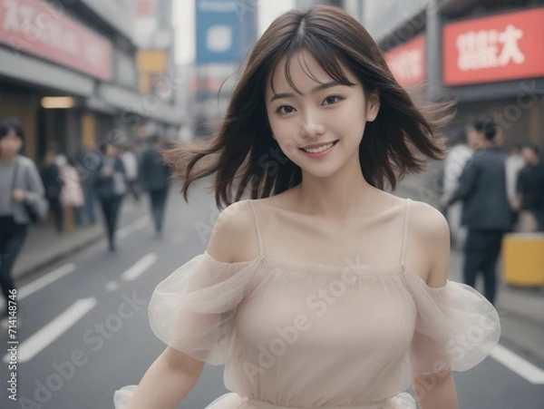 Obraz 繁華街にいる女性