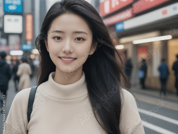 Obraz 繁華街にいる女性