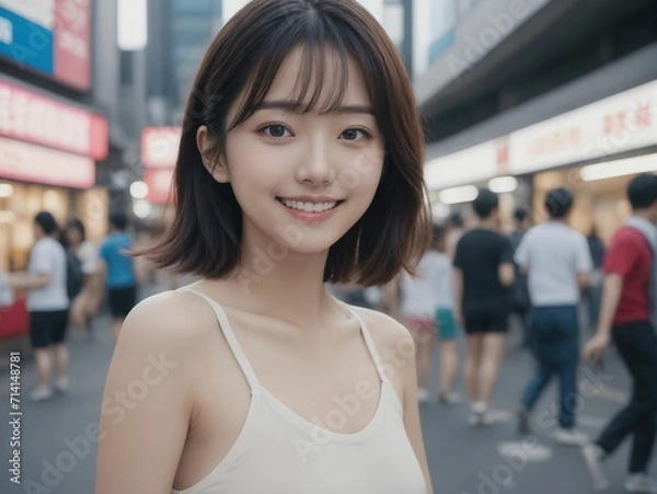 Obraz 繁華街にいる女性