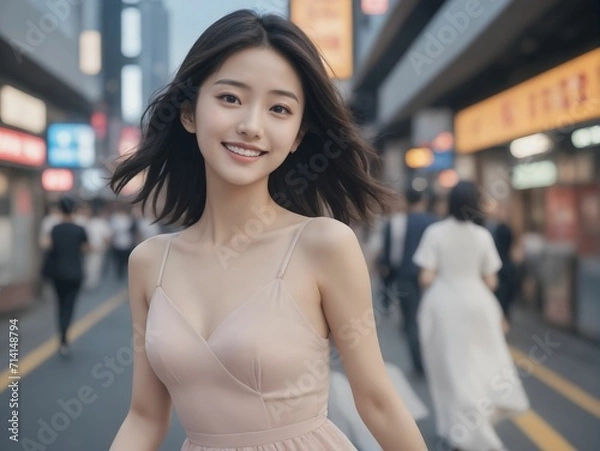 Obraz 繁華街にいる女性