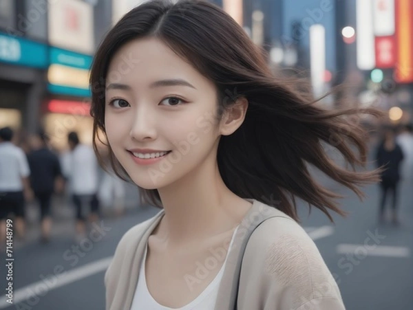 Obraz 繁華街にいる女性