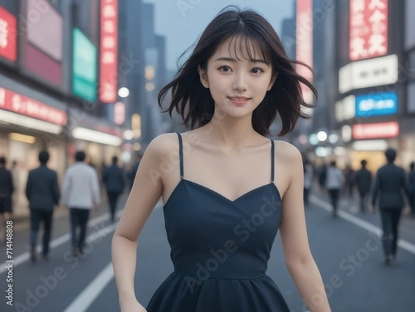 Obraz 繁華街にいる女性