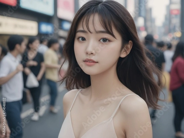 Obraz 繁華街にいる女性