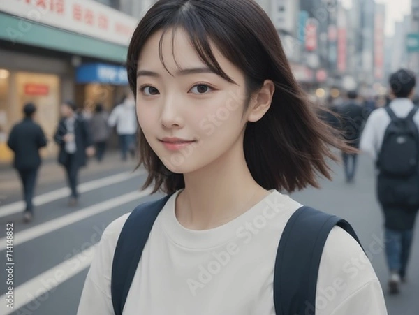 Obraz 繁華街にいる女性