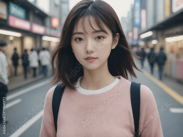 Obraz 繁華街にいる女性