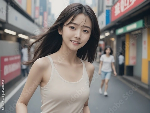 Obraz 繁華街にいる女性