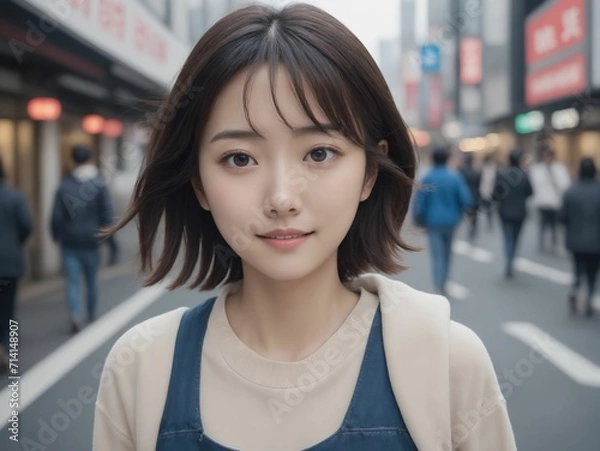 Obraz 繁華街にいる女性