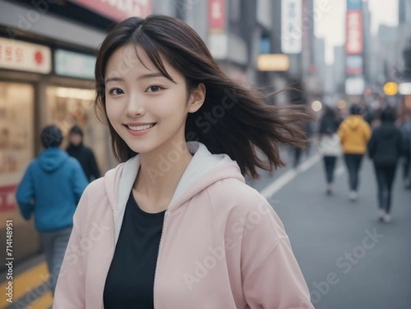 Obraz 繁華街にいる女性