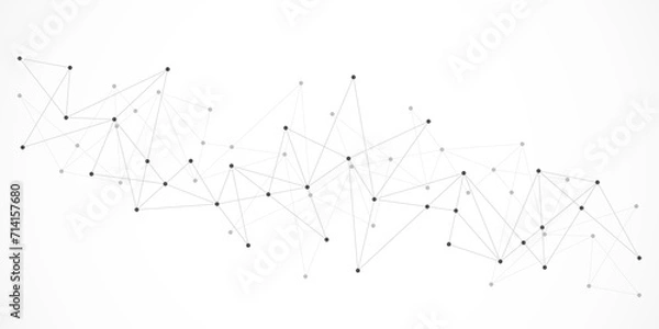 Fototapeta Minimalistic design with connecting the dots and lines. Abstract geometric background of science and technology concept