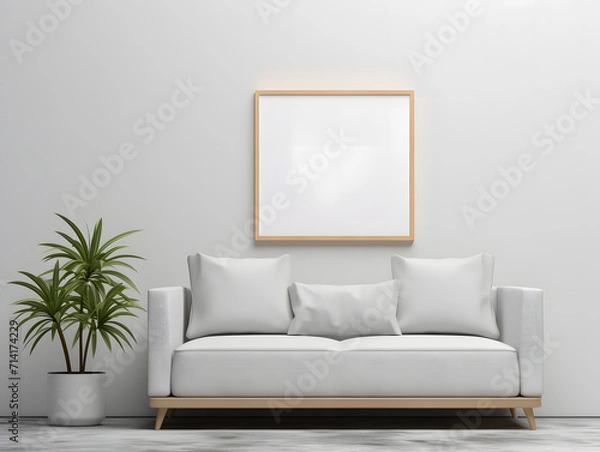 Obraz 3D Gallery Frames Mockup with Sofa