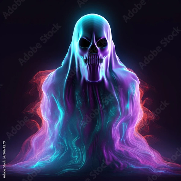 Fototapeta Isolated neon color ghost