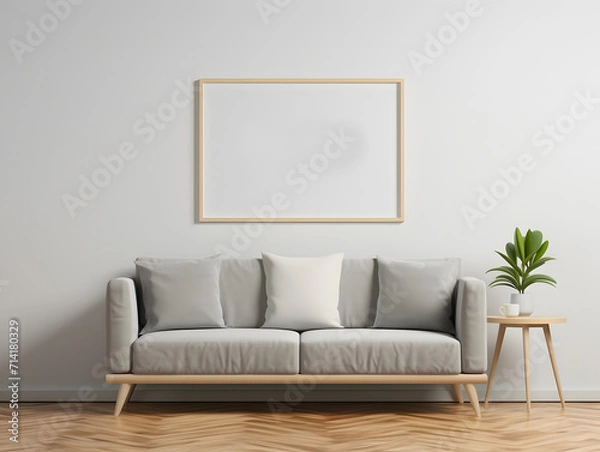 Fototapeta 3D Gallery Frames Mockup with Sofa
