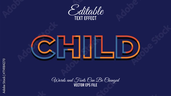 Fototapeta Child editable text effect