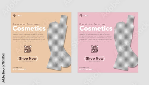 Fototapeta Social media post design template with a cool design element and trendy gradient colors suitable for banner, brochure,