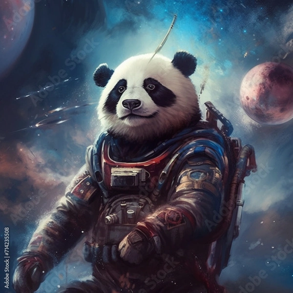 Fototapeta Space Panda, Made with generative AI