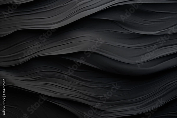 Fototapeta Abstract black fabric texture background with soft waves pattern
