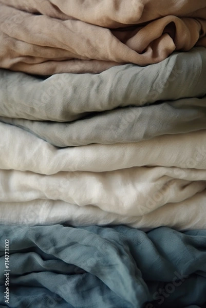 Obraz Pile of multicolored clothes as background, close-up