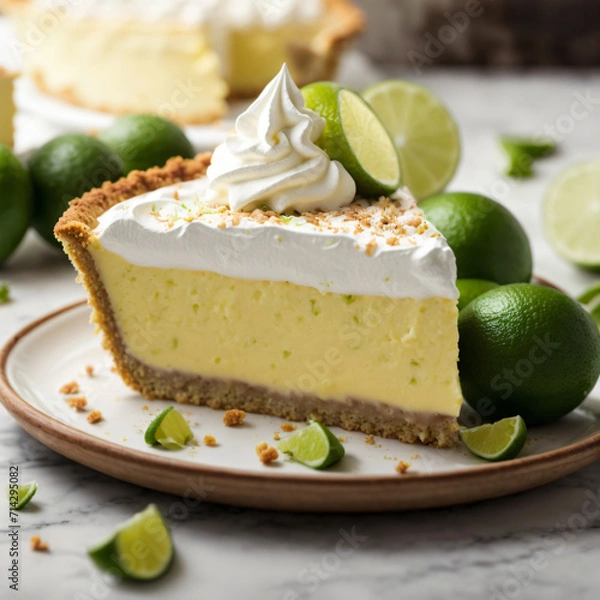 Obraz Florida Key Lime Pie - Tangy Citrus Bliss with Whipped Cream