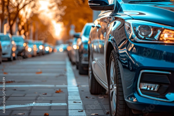 Fototapeta Parked Vehicle and Sustainable Mobility - Generative AI