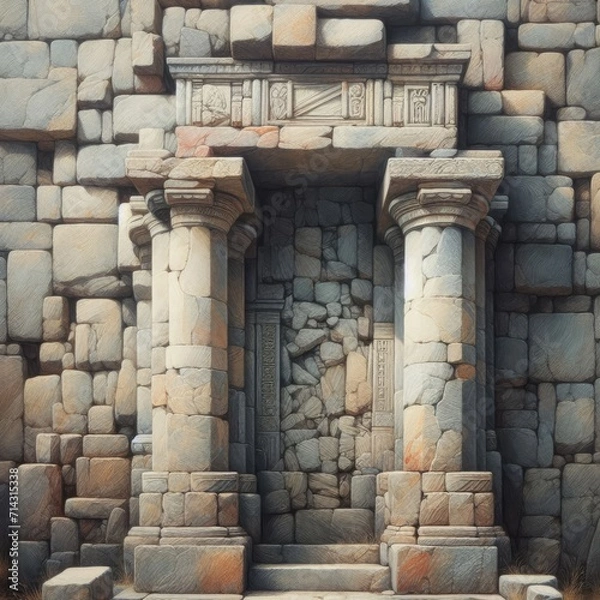 Obraz Time-Worn Majesty: Exploring the Charm of an Ancient Stone Wall