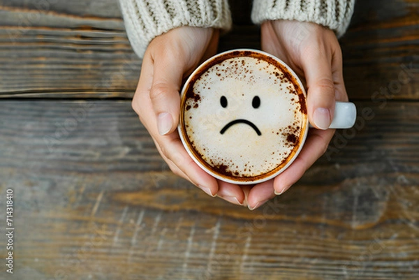 Fototapeta Monday Blues: Sad Coffee Moments - Generative AI