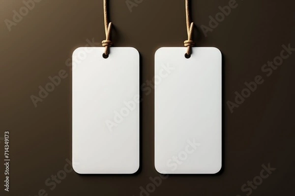 Fototapeta Hangtag mockups, Hanging label tag mockup, favor tag mockup, wedding favor tag mockup, swing tag mockup — A versatile template for showcasing your branding and design ideas in various industries such