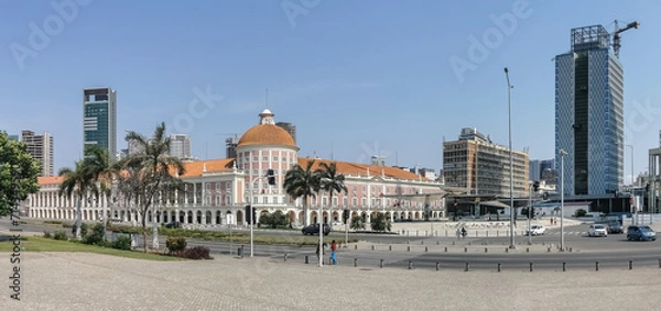 Obraz Panoramic view at the Luanda marginal, BNA - Angola National Bank and Coin Museum buildings, downtown lifestyle, modern skyscrapers and other buildings on Luanda downtown