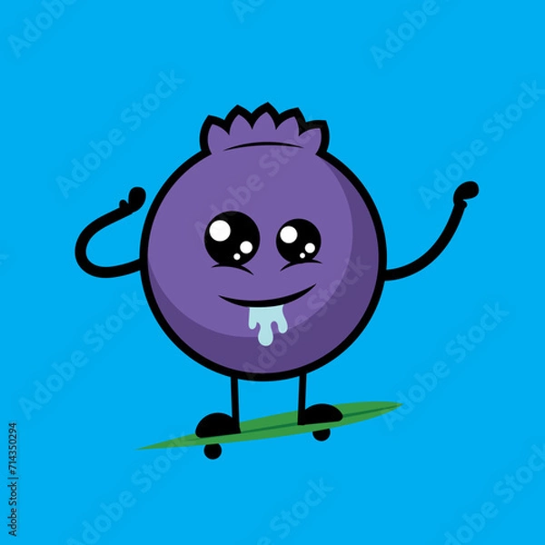 Fototapeta Blueberry fruit character cartoon vector 
