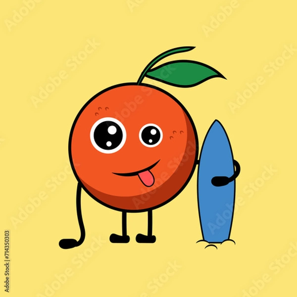 Fototapeta Orange fruit character cartoon vector 