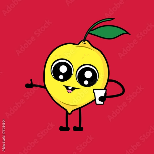 Fototapeta Lemon fruit character cartoon vector 