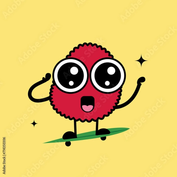 Fototapeta Lychee fruit character cartoon vector