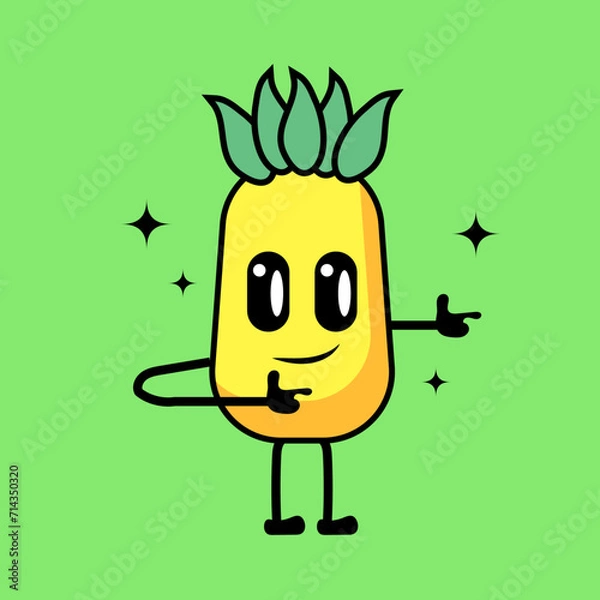 Fototapeta Pineapple fruit character cartoon vector 