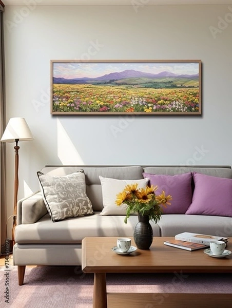 Fototapeta Pure Hilltop Panorama: Wildflower Charm Wall Art