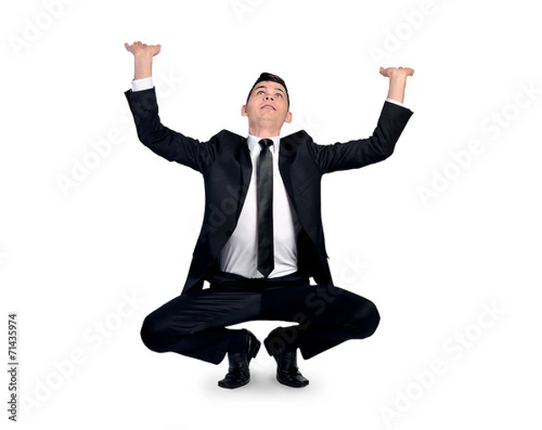 Obraz Business man holding nothing