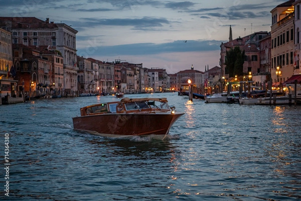 Obraz Boat in Venice. Evening. Sunset