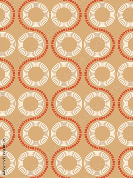 Obraz Abstract Retro Geometric Circles Wavy Dots Seamless Art Deco Pattern Vector Design