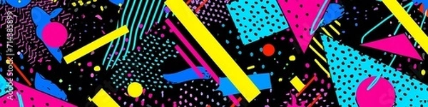 Obraz Retro 80s 90s abstract geometric pattern background - Generative ai
