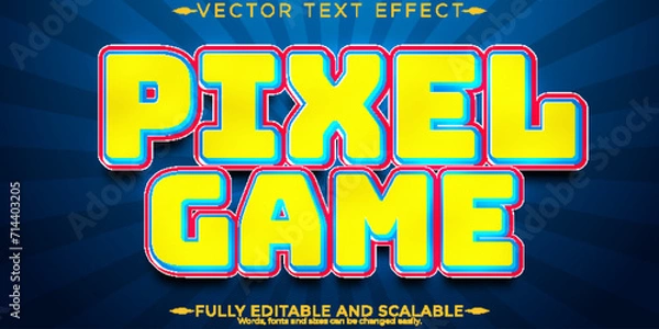 Obraz Pixel game text effect, editable arcade and 80s text style