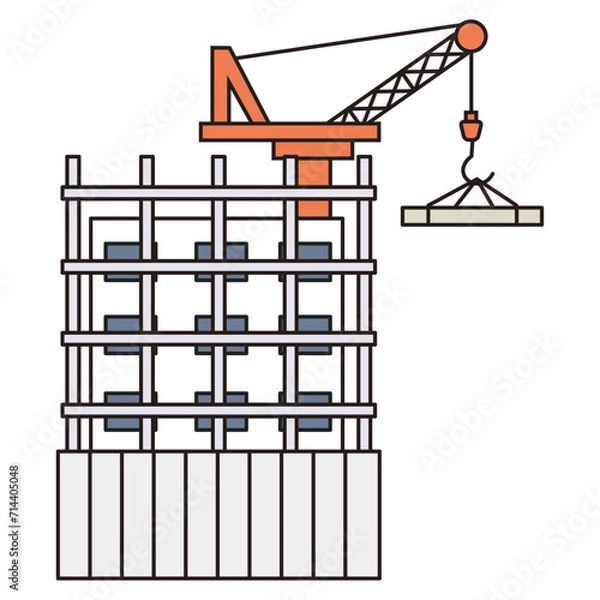 Fototapeta 建設中のビルのイラスト