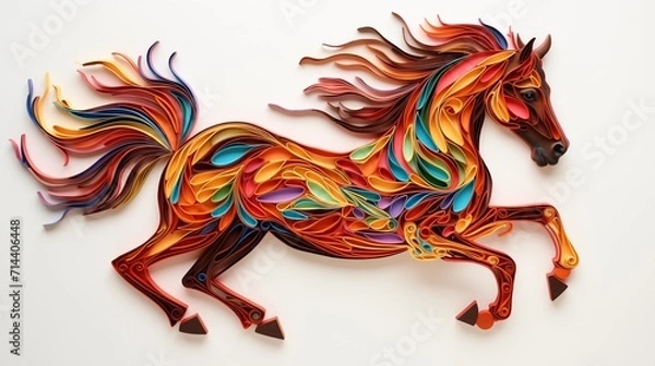 Obraz Horse  in paper quilling art in colorful style.