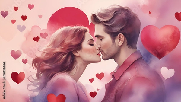 Fototapeta couple kissing, Make your Valentine's Day marketing stand out with a range of stylistic renderings that capture the essence of love